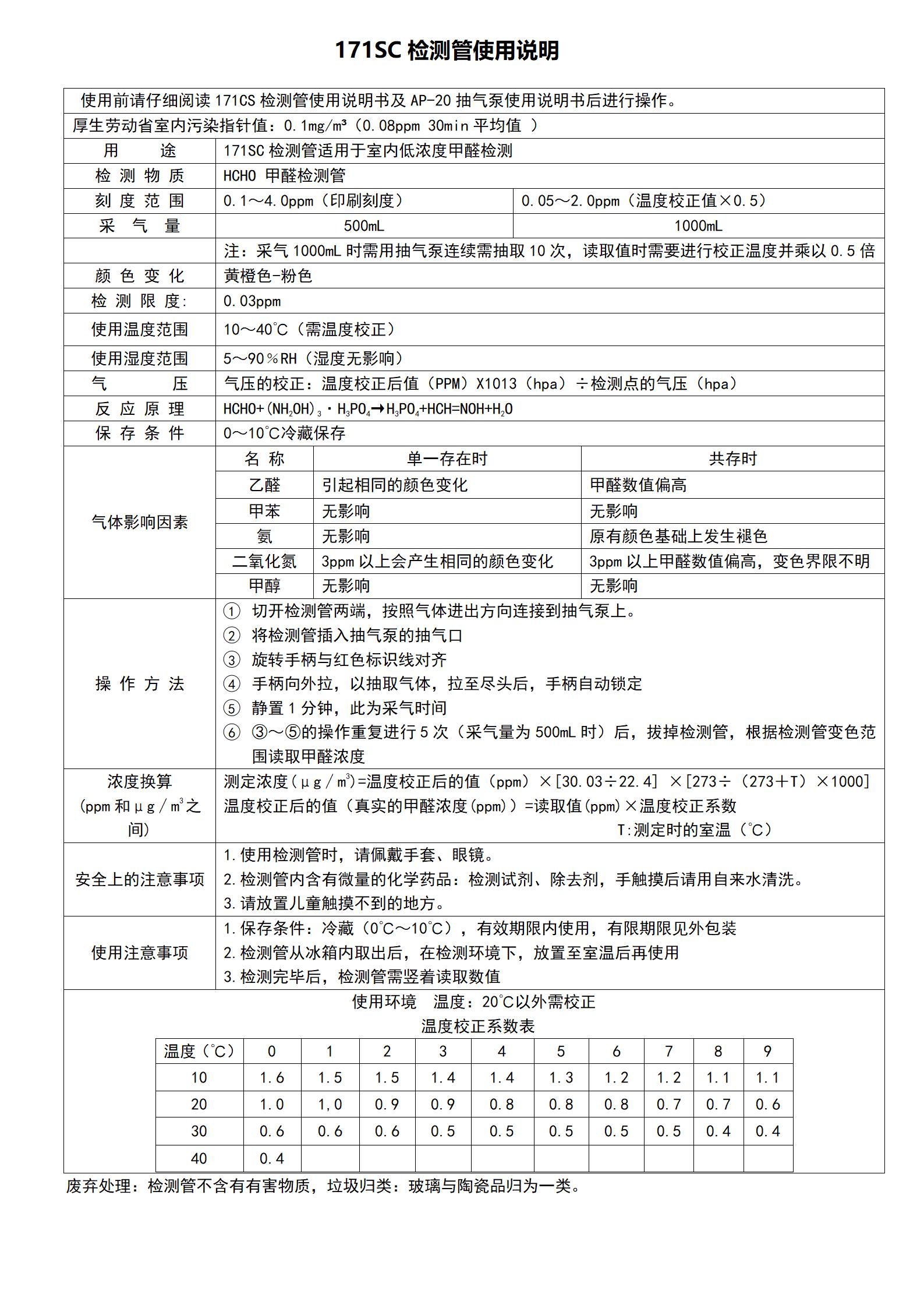 北川式氣體檢測(cè)管171SC檢測(cè)使用說(shuō)明